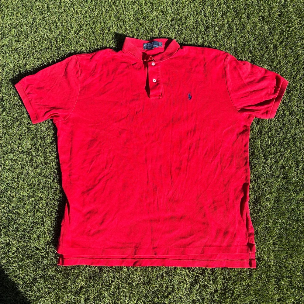 Polo Ralph Lauren Mens XL Red Cotton Pique Short Sleeve Classic Fit Polo Shirt